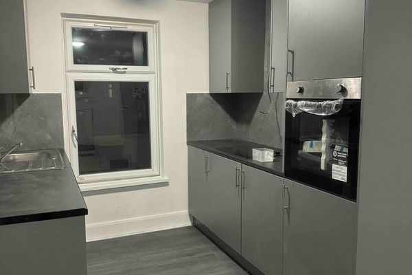Parallel Kitchen Design with Wooden Finish