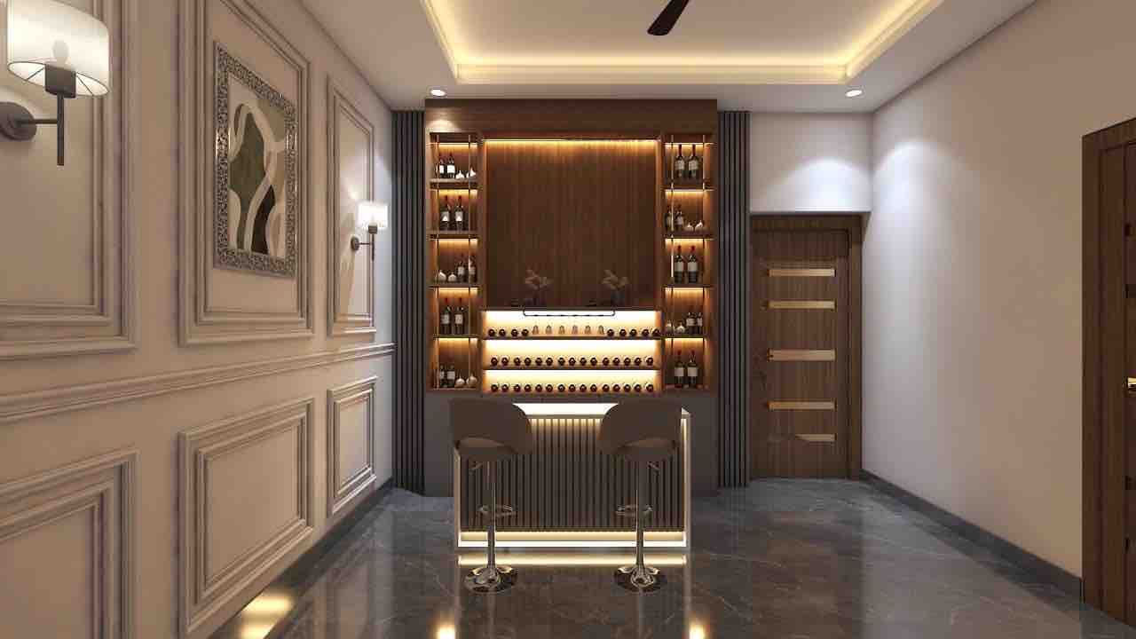 Home Bar in 3 Bhk home office interior