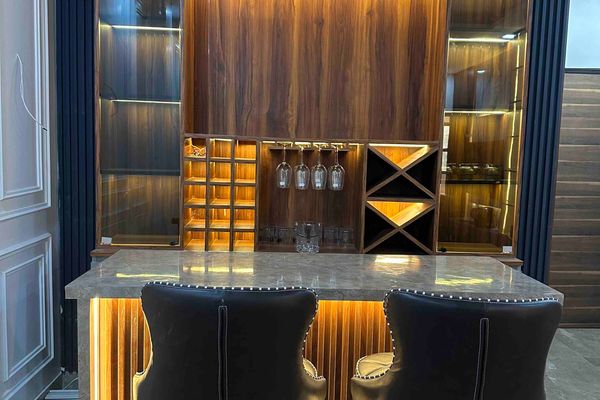 Home Bar in 3 Bhk home office interior