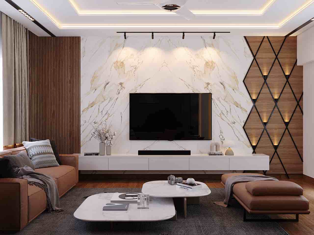Living Room & TV Unit in Duplex villa