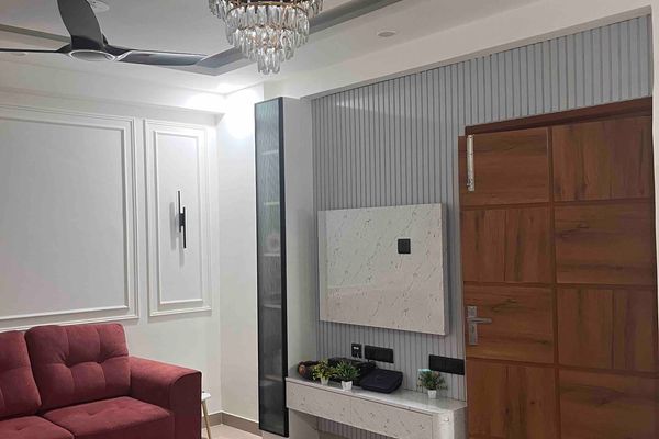 Living Room & TV Unit in Ms. Subhlaxmi Ji_VVIP Addresses_Rajnagar Extension Ghaziabad