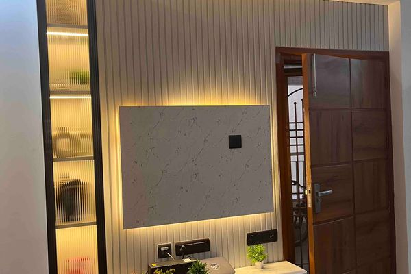Wall Cladding & TV Unit in Ms. Subhlaxmi Ji_VVIP Addresses_Rajnagar Extension Ghaziabad