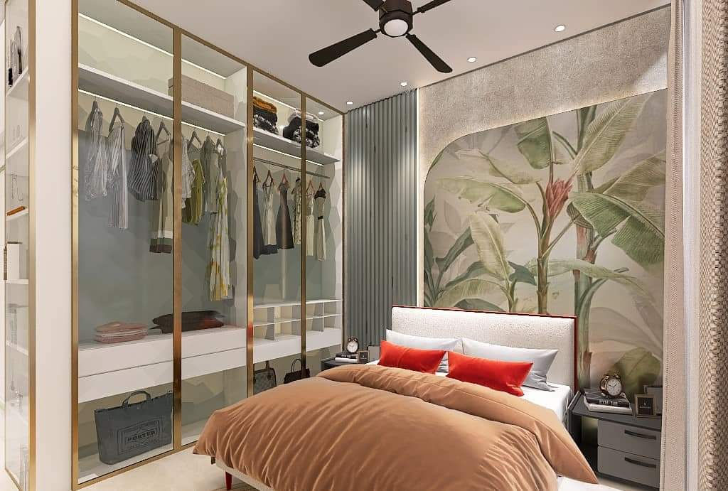 Bedroom, Wall Decor & Wardrobe in residential interiors