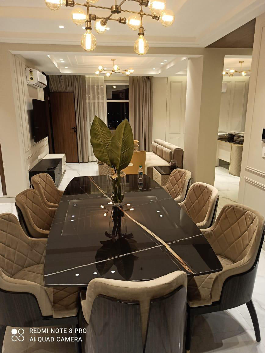 Dining Room in Project Overview: 4 BHK Luxury Apartment Transformation