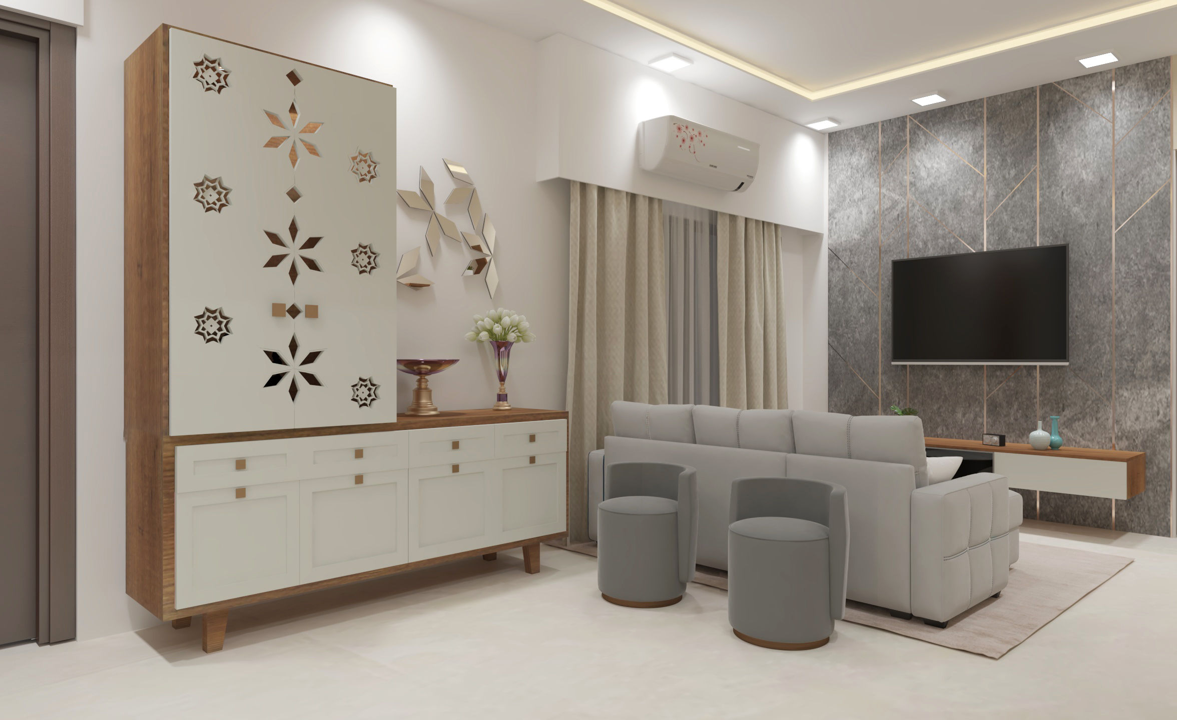 Living Room in 2bhk design for a client in Sadashivnagar