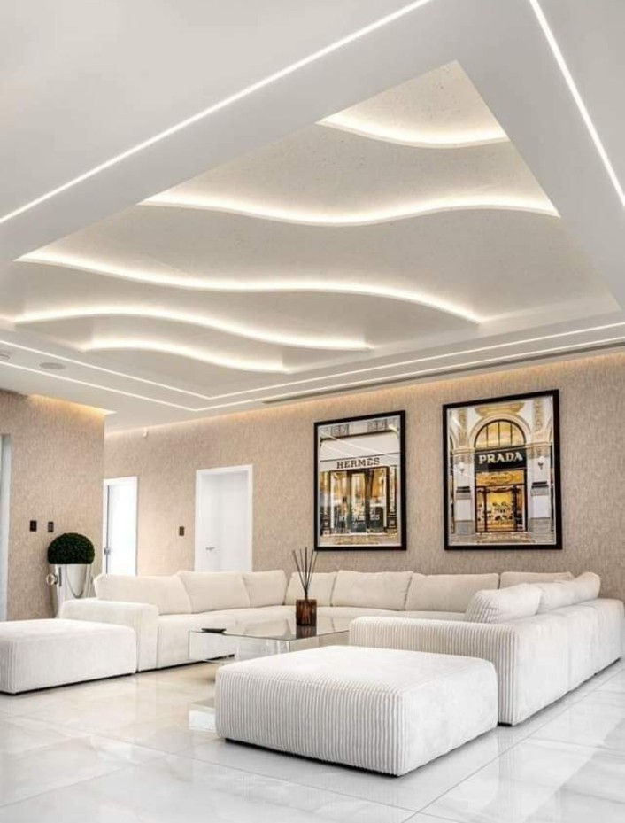 Living Room in Veeru Ji Pop False Ceiling Contractor