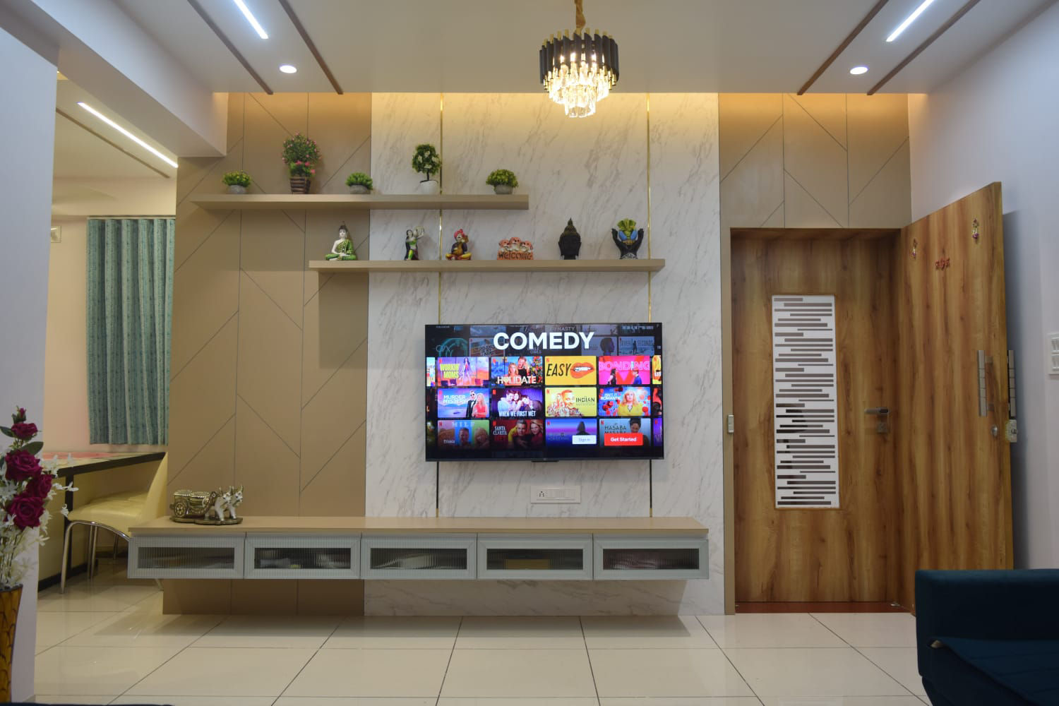 TV Unit in MODERN TENAMENT - ARCHITECTURE AND INTERIORS