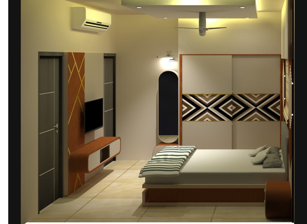 Bedroom & TV Unit in 3d images