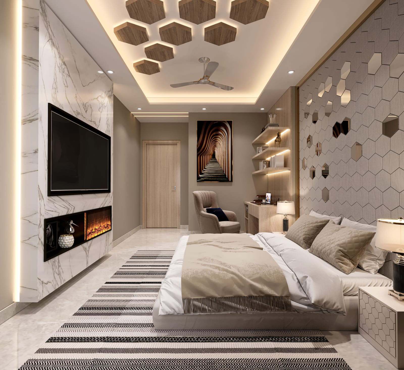Master Bedroom & False Ceiling in Residential Interior work