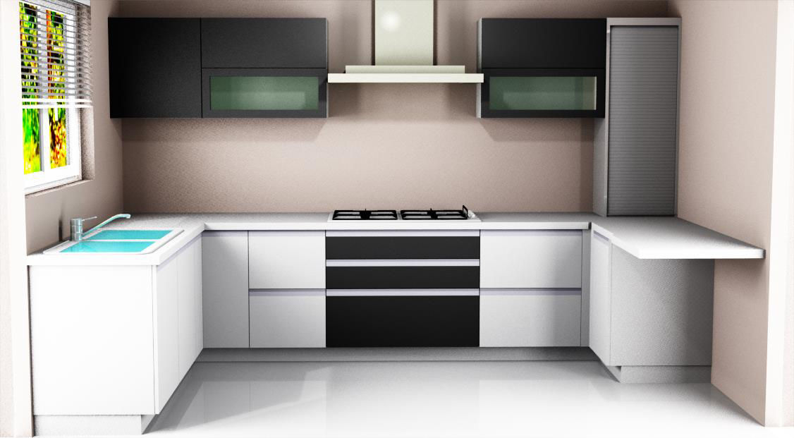 Innovative L-Shaped Modular Kitchen with White Cabinets