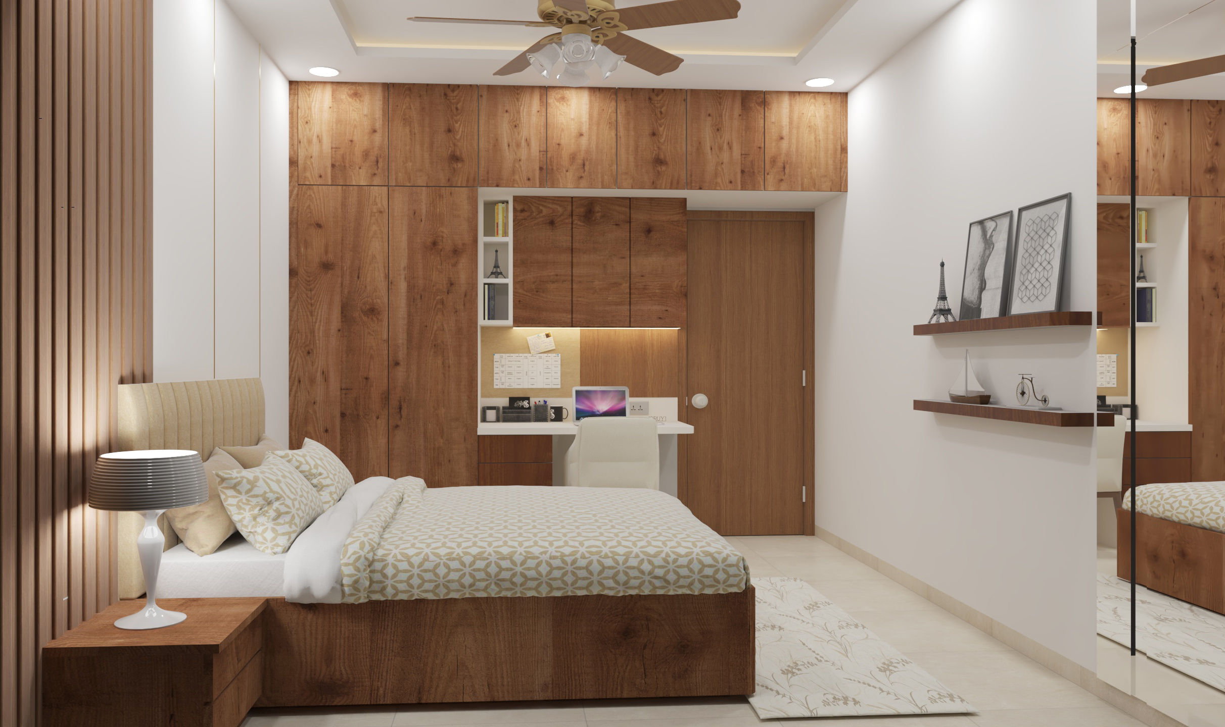 Bedroom & Wardrobe in 2bhk design for a client in Sadashivnagar
