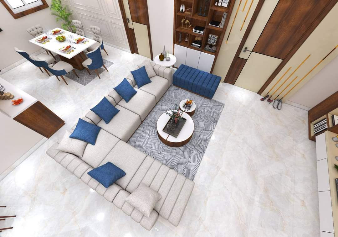 Modern Living Room Design with U-Shaped Sofa