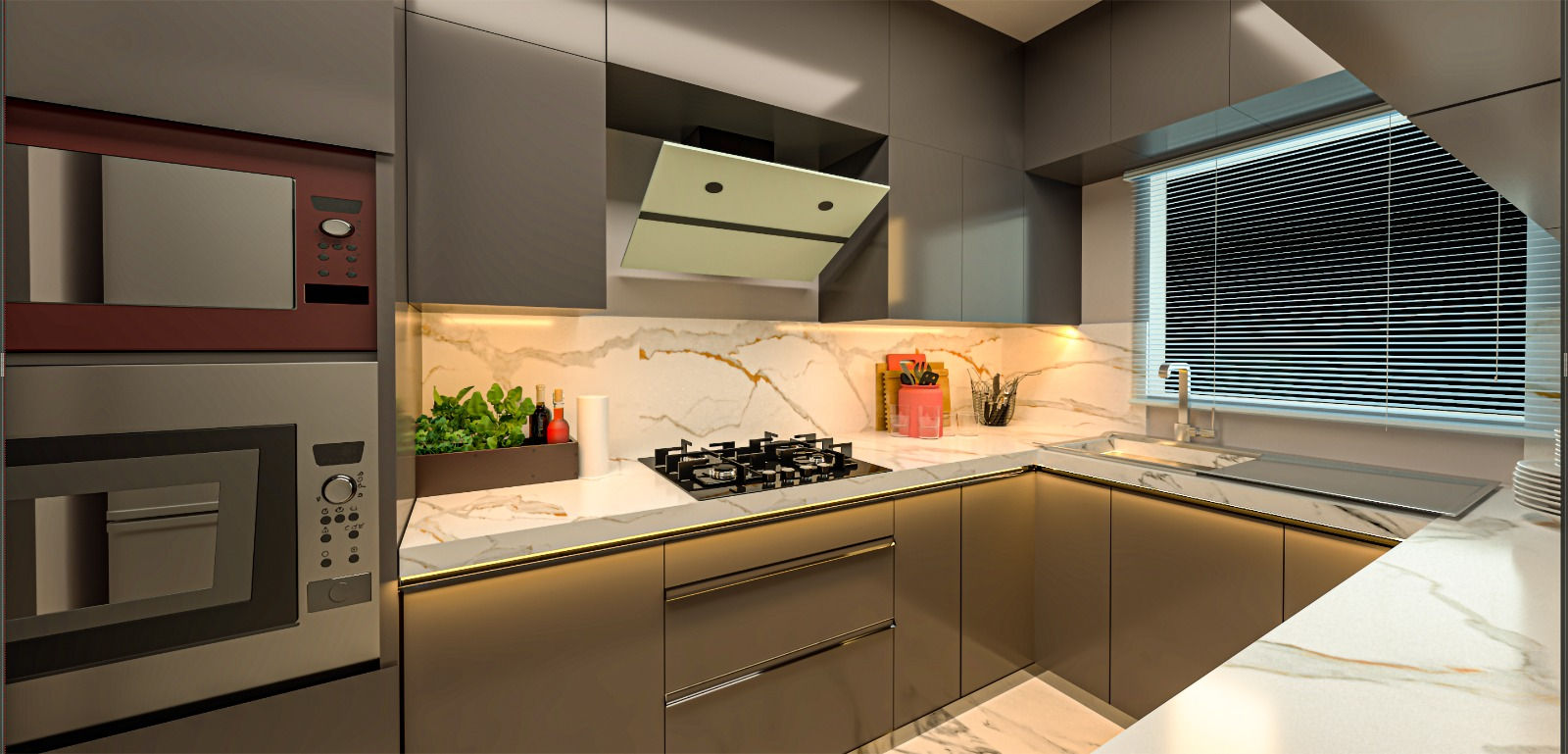 U Shaped Modular Kitchen in Interior Design & Execution