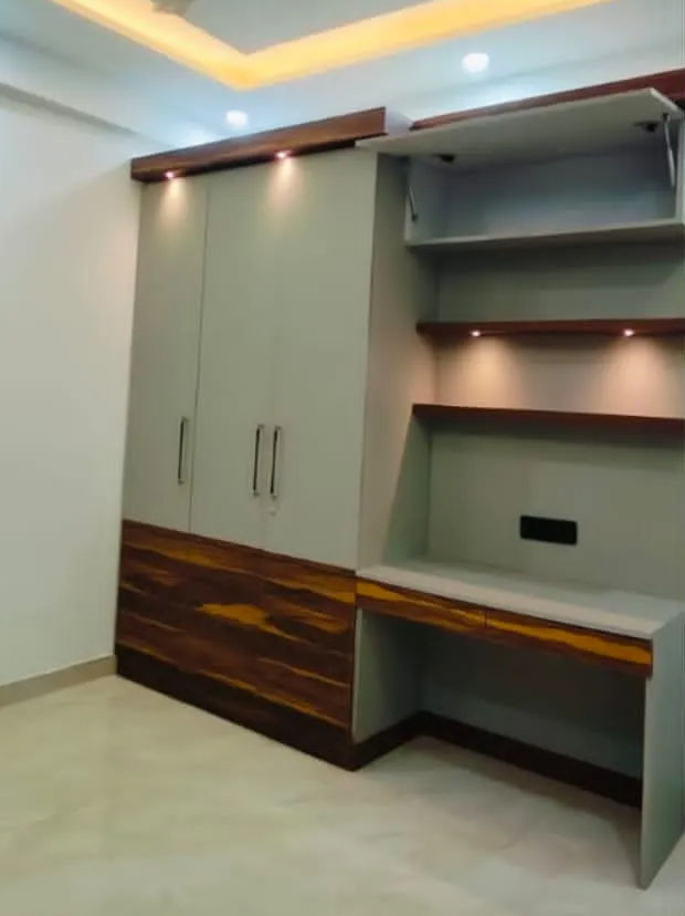 Wardrobe in living room interior