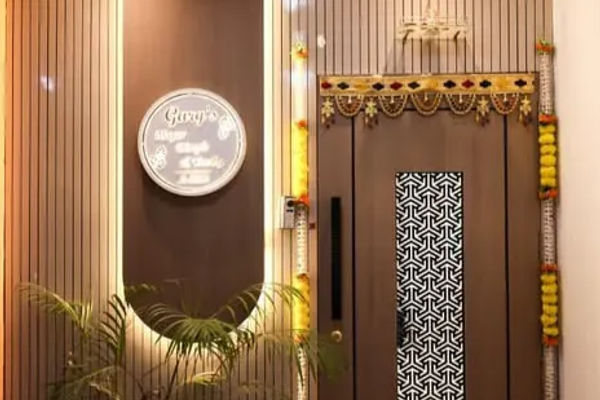 Wooden Door Design with Stunning Wall Cladding for a Perfect Home Entrance