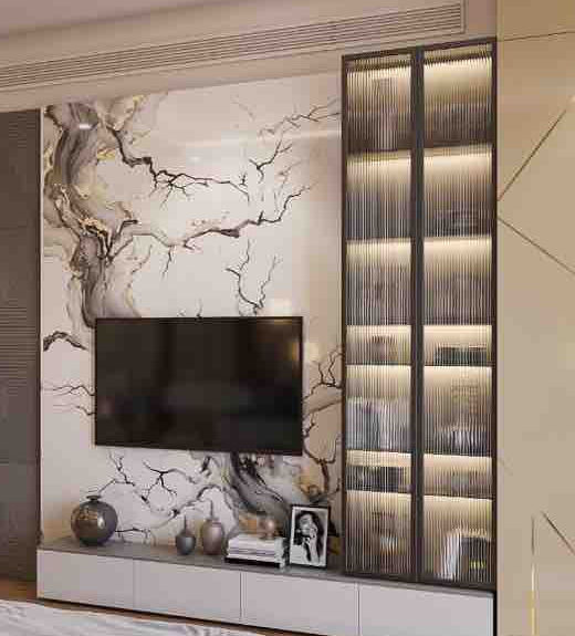 TV Unit in 3D Design fir 3BHK Apartment in GGN