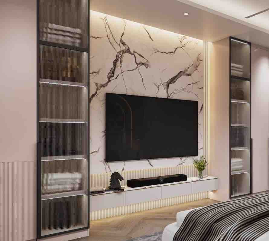 TV Unit in 3D Design fir 3BHK Apartment in GGN