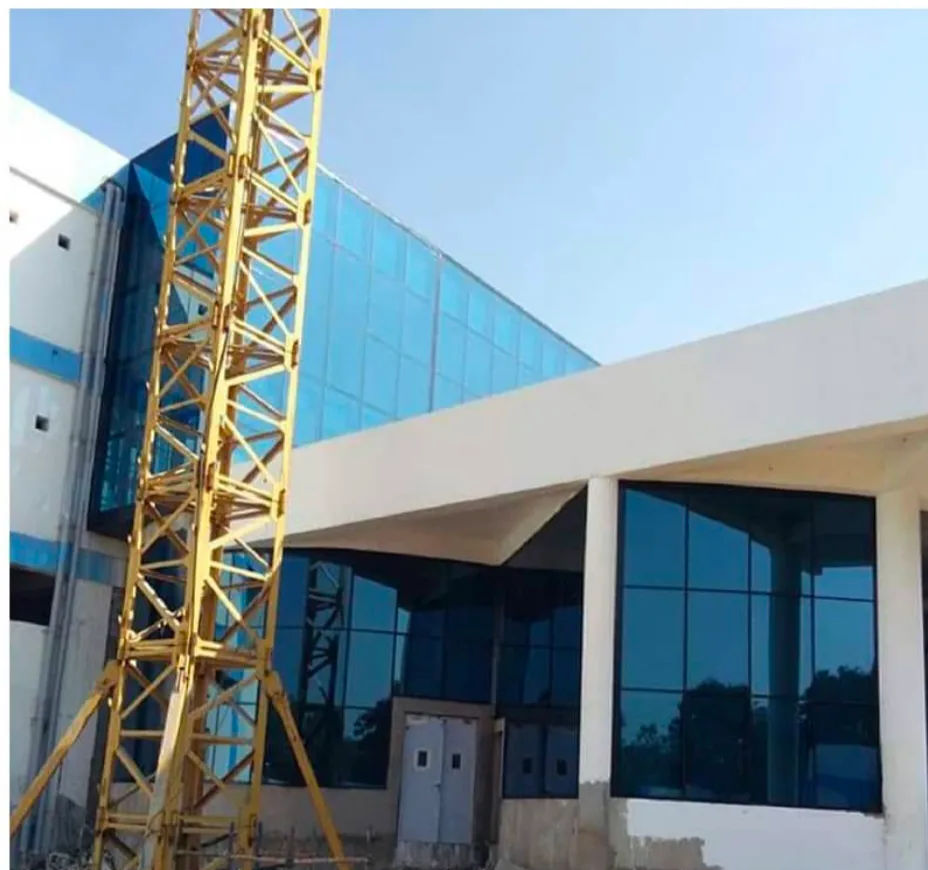 Facade in new terminal building petrapole