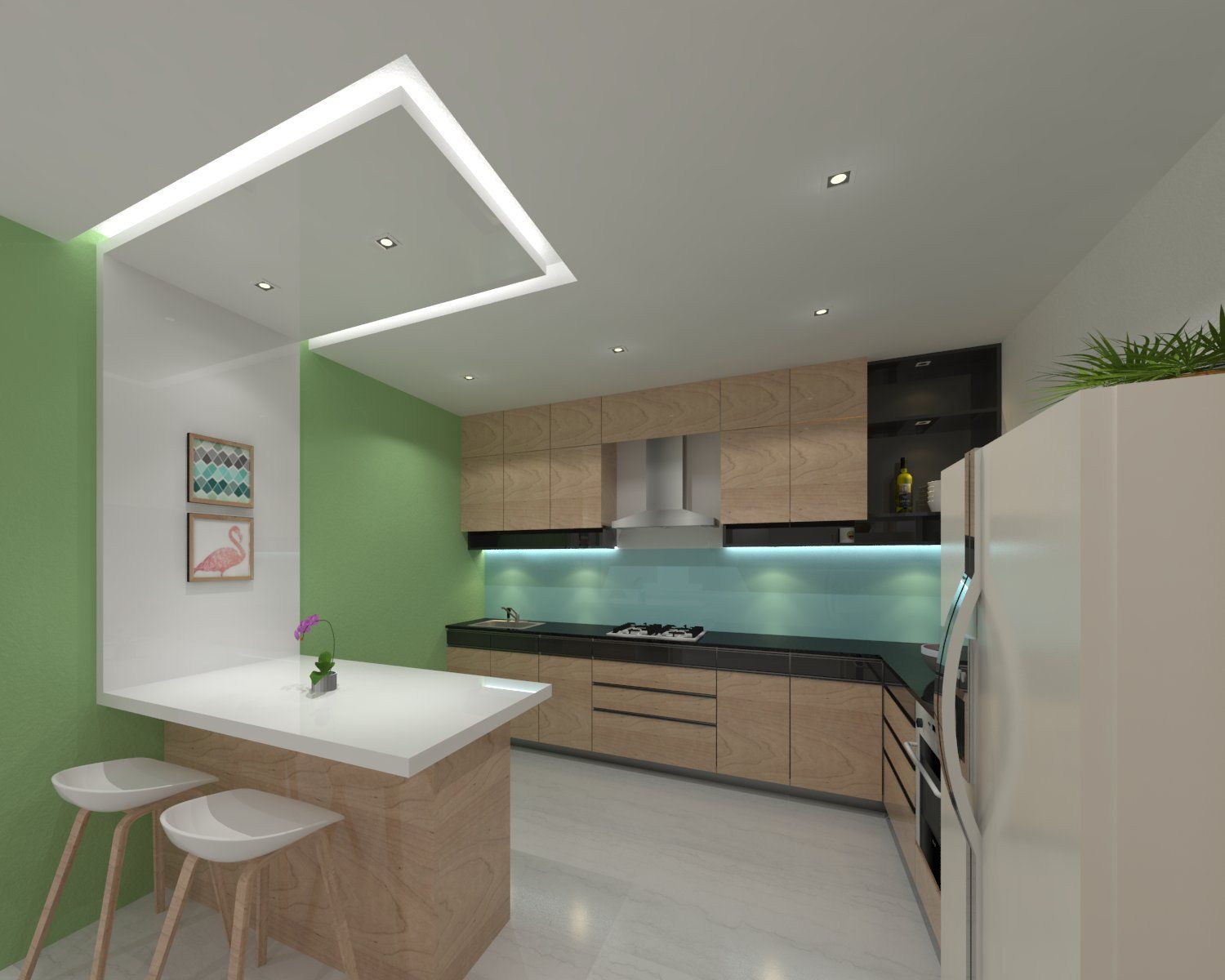 Stylish L-Shaped Modular Kitchen Design