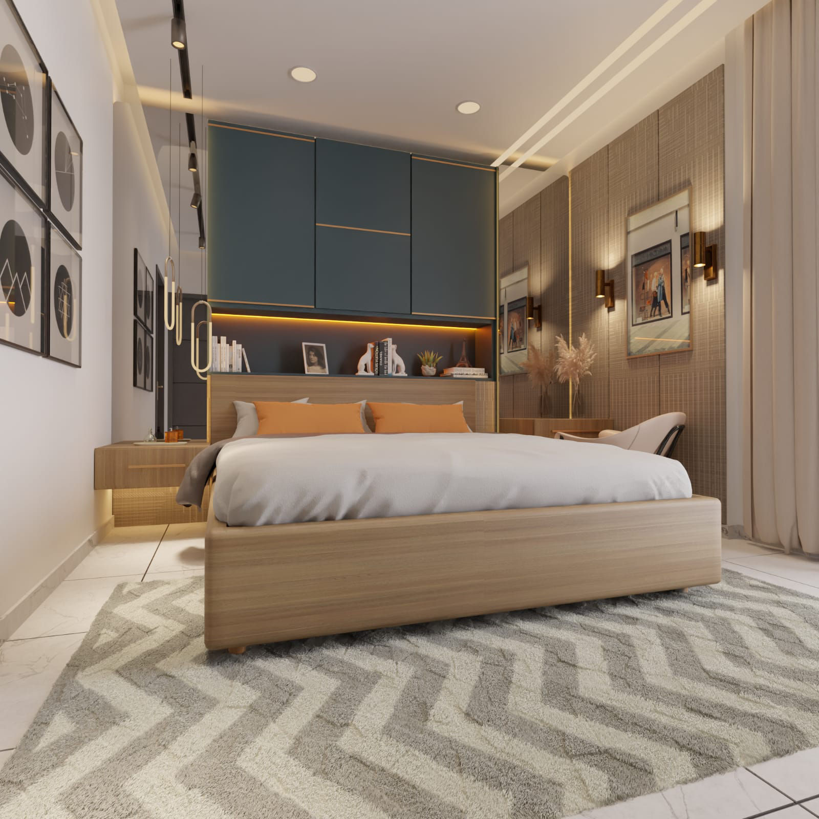 Master Bedroom in All Interior Work