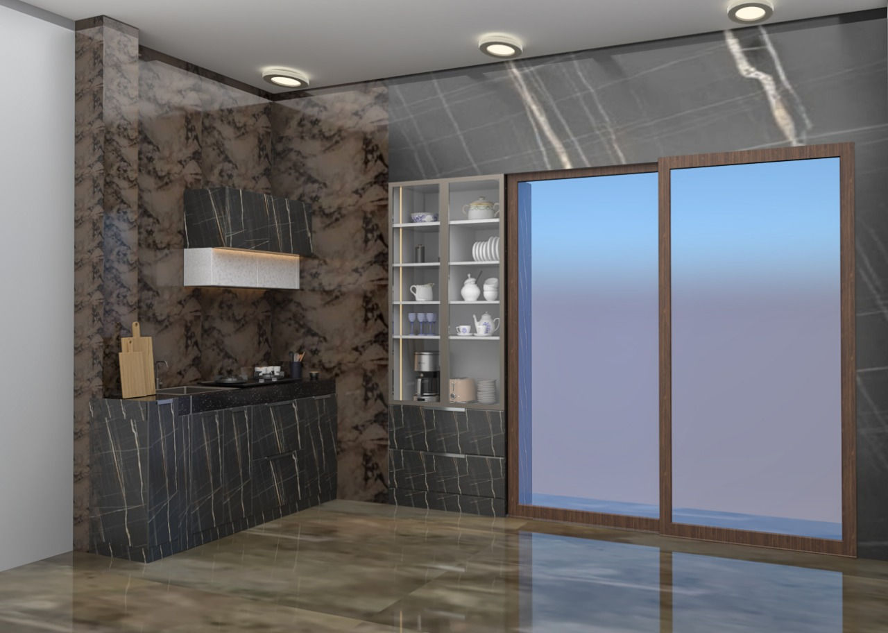 Small Open Kitchen Design with Tall Unit Cabinetry