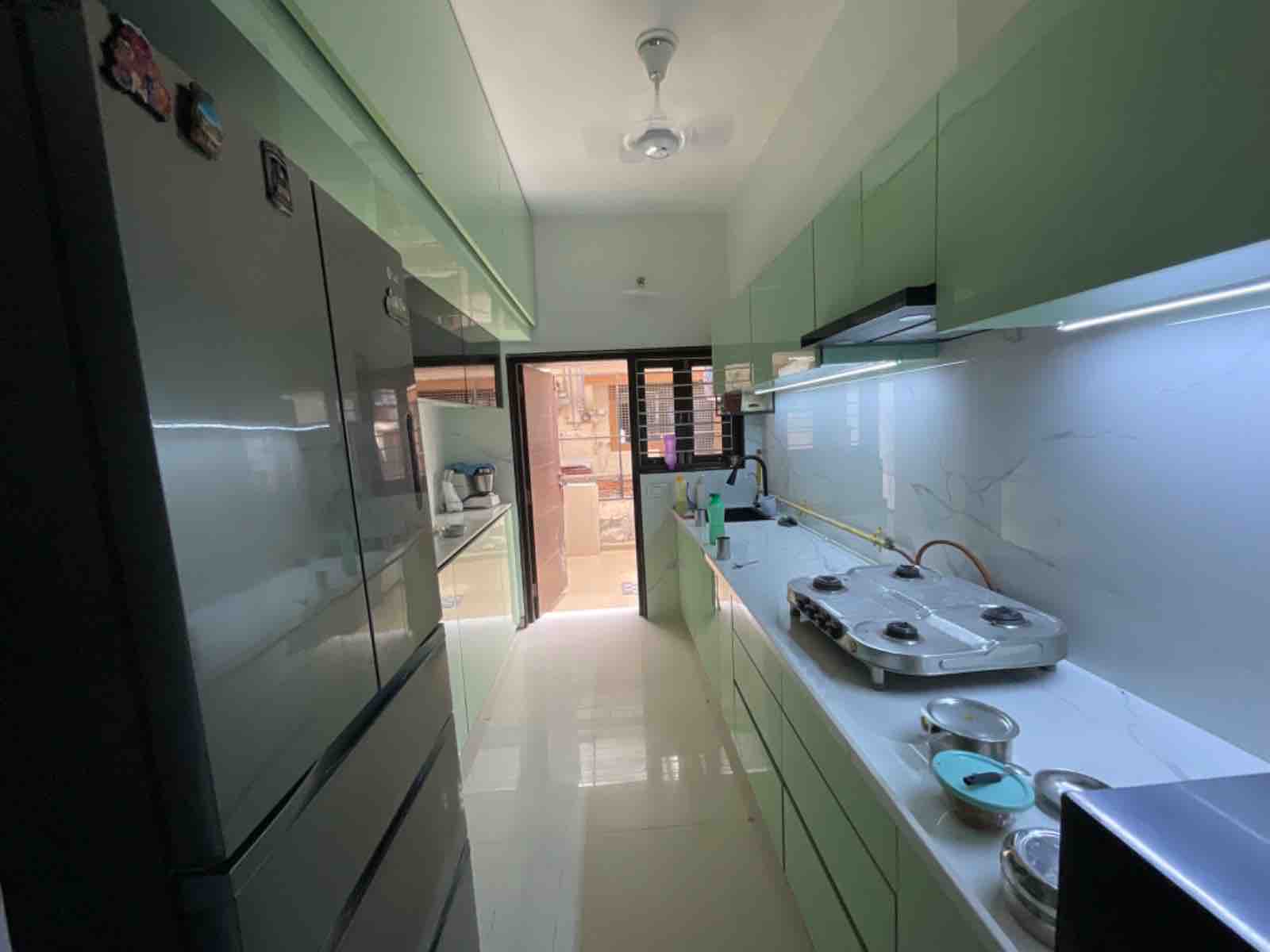 Parallel Modular Kitchen Design with White Kitchen Cabinets