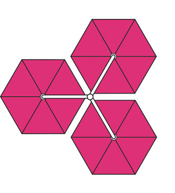 3 canopies connected to form a group.