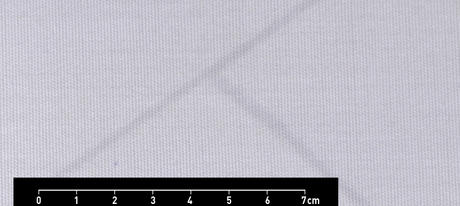 white textile with white stripes and dimensions from 0 to 2.8 in