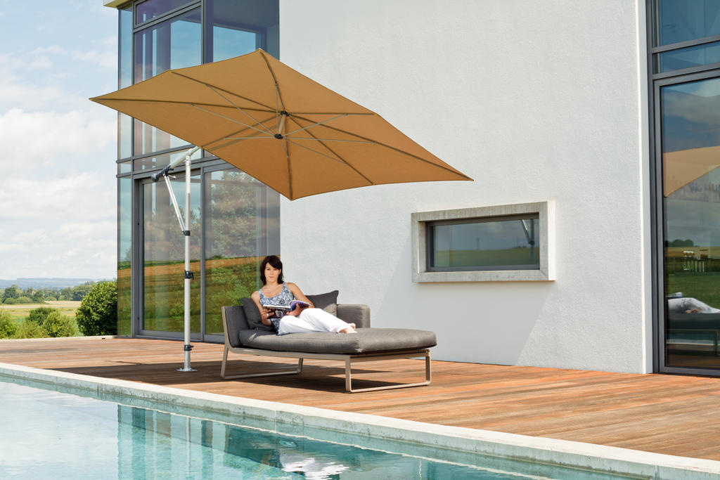 Terrace white light-brown parasol