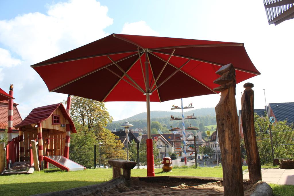 Kindergarden with red parasols