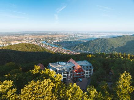 Königstuhl, Heidelberg avec des parasols SCHATTELLO marron Un hôtel avec des parasols bruns