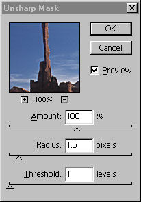 Photoshop Unsharp Mask Control Panel
