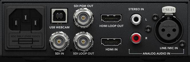 Blackmagic web presenter inputs