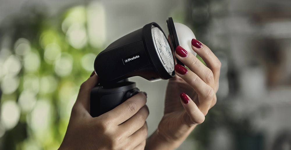 Profoto A1 with light modifier