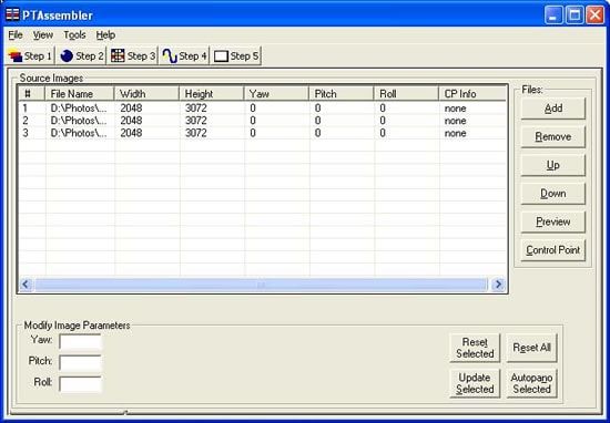 PTAssembler Source Images Control Panel