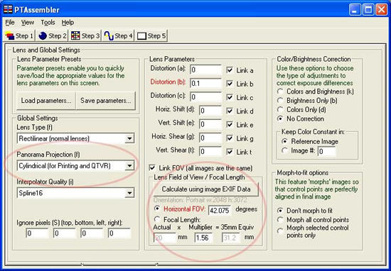 PTassembler settings control panel