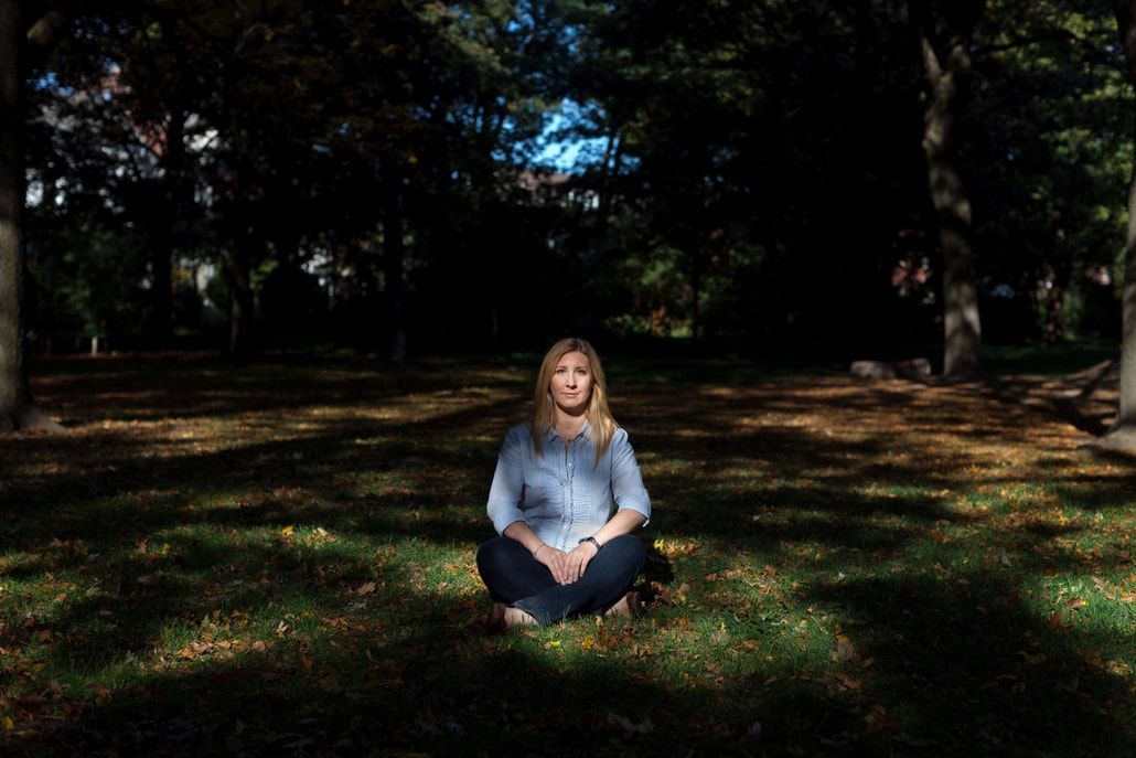 here is Valeria (Born in Argentina) sitting in Trinity Belwoods Park
