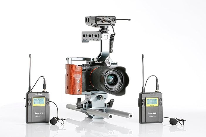 Saramonic UwMic9 Kit mounted on Sony Camera Rig