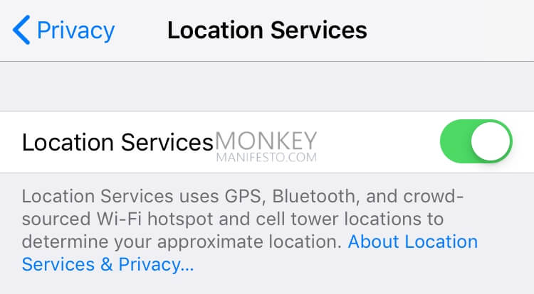 location services enabled on iphone