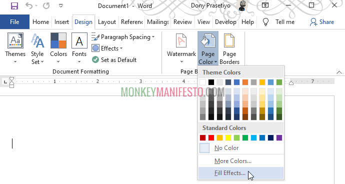 page color > fill color