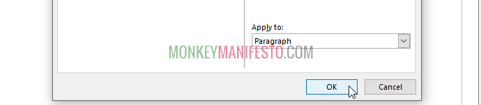 apply to paragraph in microsoft word