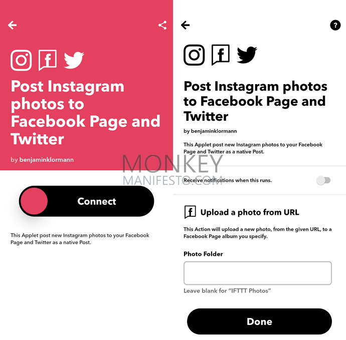 how to link instagram and facebook and twitter