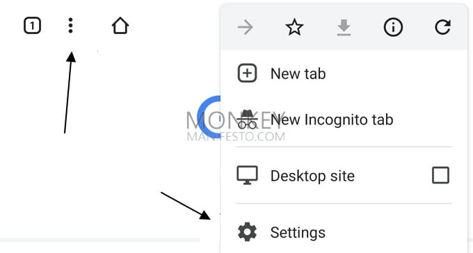 kebab button settings chrome android