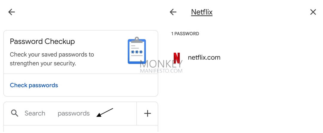 search for netflix password