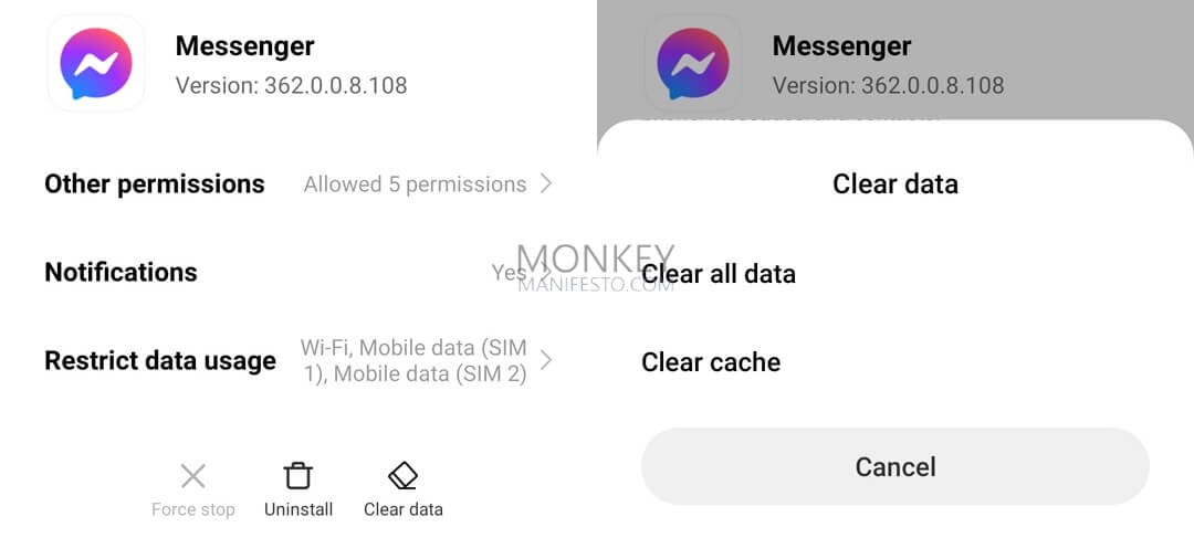 clearing messenger cache
