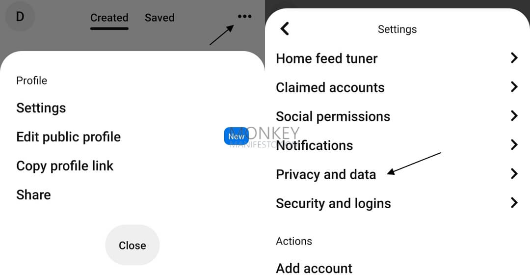 privacy and data on pinterest