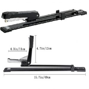 Manual Metal Long Arm Stapler - Black