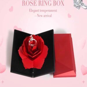 Red Rose Flower Ring Box