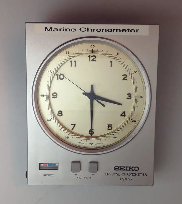 Quartz crystal marine chronometers