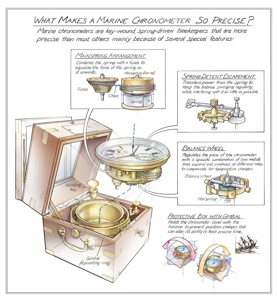 working of spring driven chronometer